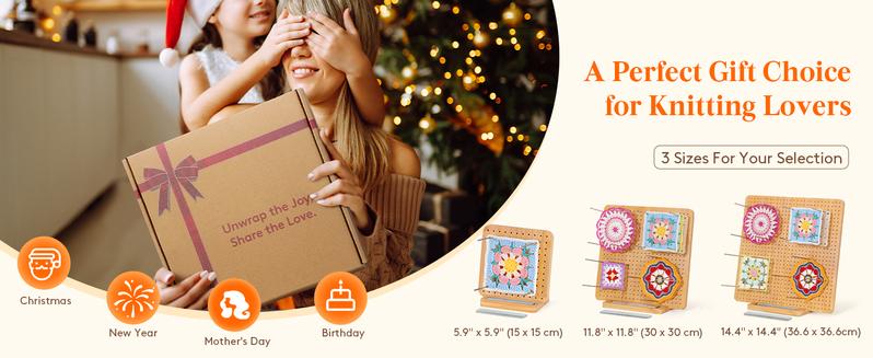 Lifewit Bamboo Crochet Blocking Board with Pegs & Steel Pins - Ideal for Knitting & Crochet Projects - Handmade Crafts & Handicraft Tools