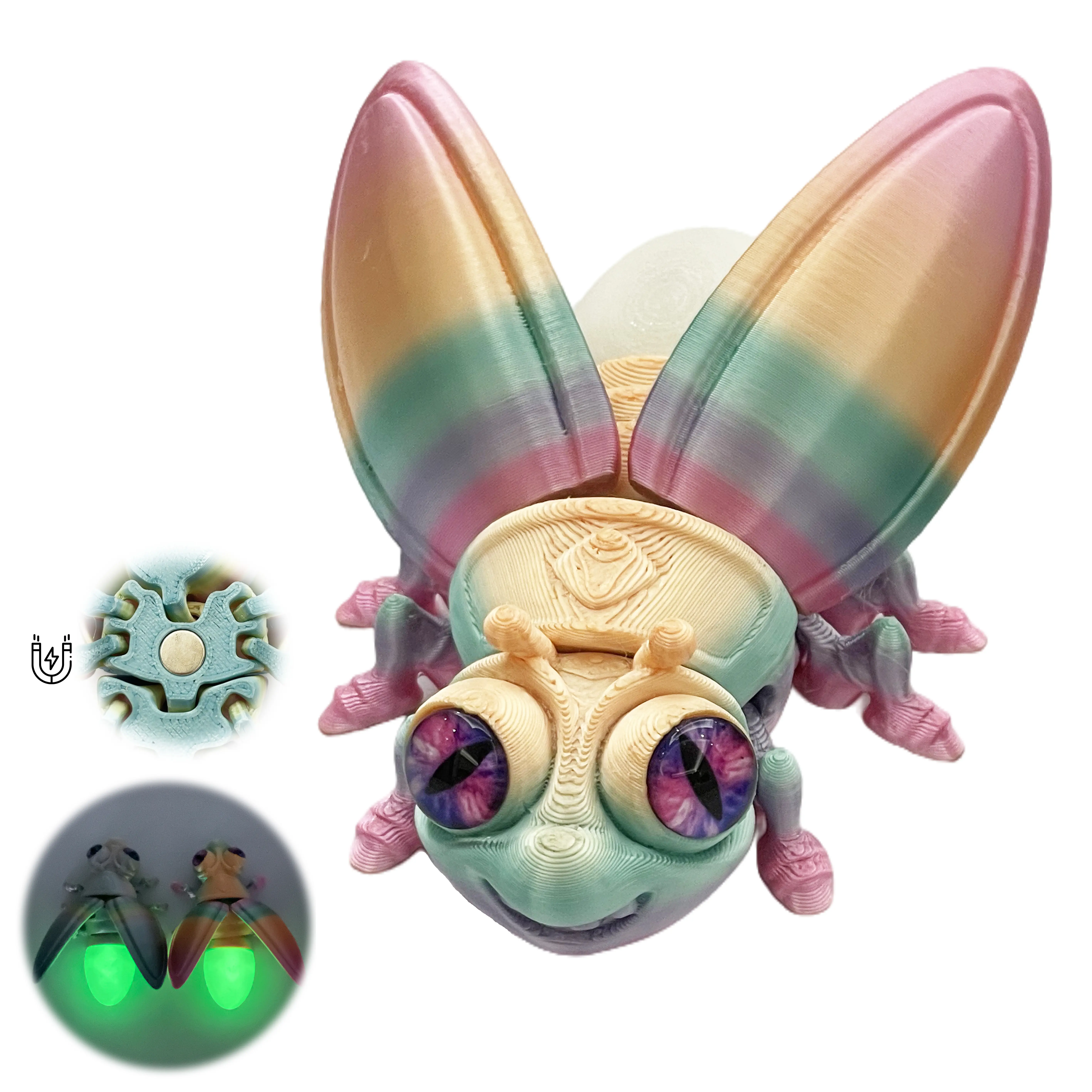 3D Printed Firefly,Decorative glowing insect toy,Colorful and Glow-in ...