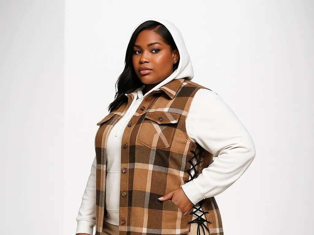 Plus Size Adjustable Flannel Vest with Collared Neck for Fall Fashion Trendy and Cute Fit Curvy Style Customized Fit Must Have Piece