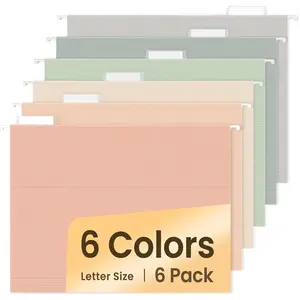 Hanging File Folders, 6 Pack Letter Size Hanging File Folders with 1/5-Cut Tabs, Ideal for  and Office Organization and Papers Classification,Morandi Colors