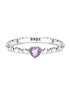 ✨Heart-melting cuteness! 925 sterling silver heart-shaped amethyst zircon ring Solitaire Stackable Rings. Unbelievably beautiful with romantic vibes maxed out - wear it to instantly transform into a sweet gentle goddess.