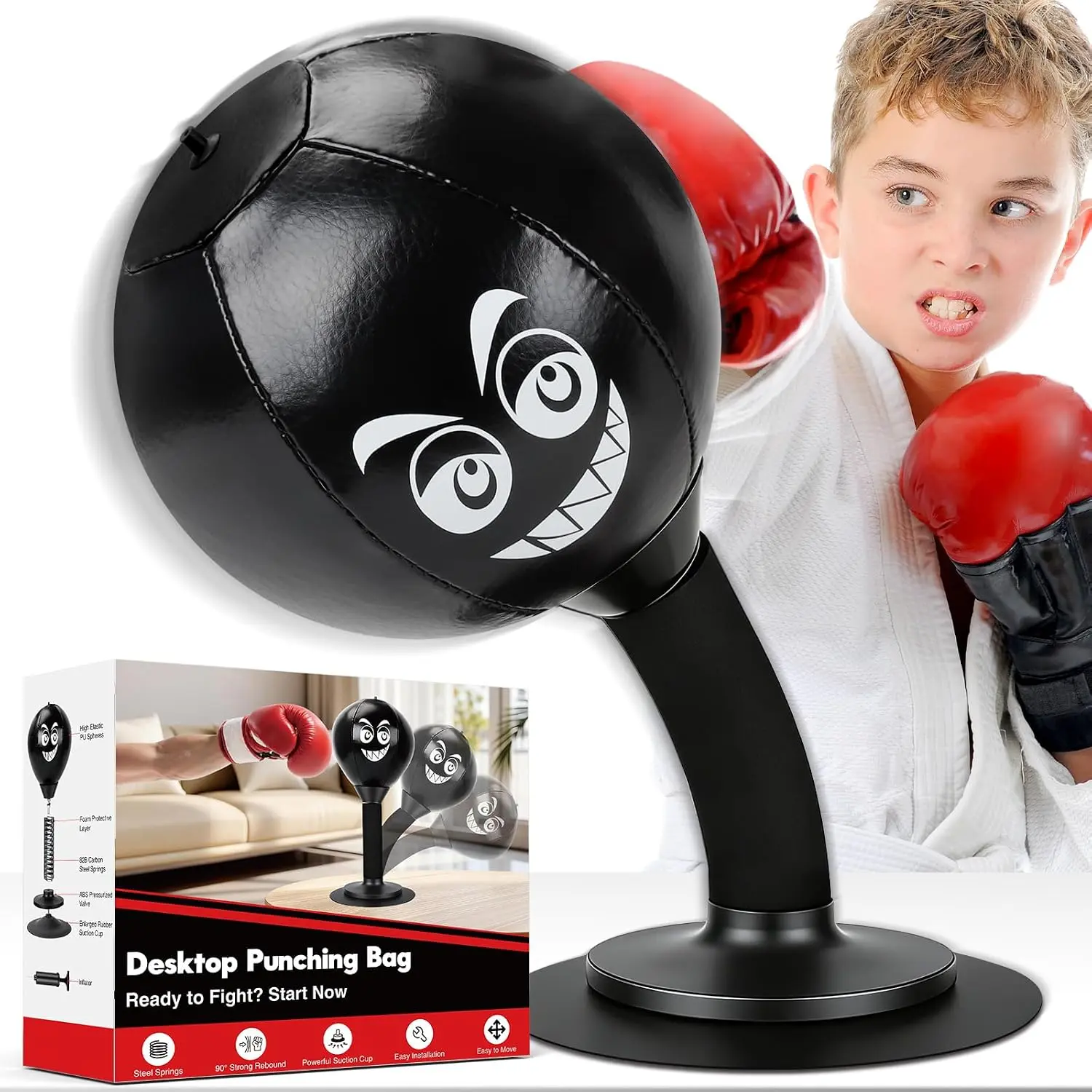 Desktop Punching Bag - Stress Relief, Suction Cup Design for Office Table and Counters, Heavy Duty Stress Relief Ball, Fun Gifts Suitable for All Ages