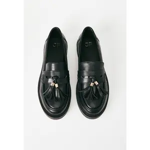 JUSTFAB Women’s Chunky Tassel Loafers Platform Slip-On Oxford Shoes for Casual & Office Wear