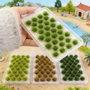 32pcs Mini Artificial Grass Cluster, Dollhouse Garden Decor, Micro Landscape Fairy Garden, DIY Ornament, Miniature Plant Bush, Tiny Grass