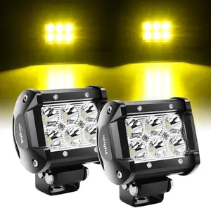 Nilight 4 Inch LED Light Pods Yellow Spot Beam Driving Fog Lights 2PCS 18W Off Road Lights Work Light Bar for Truck ATV UTV RV Pick-up Van Boat  Vehicle Lamp  dealsforyoudays