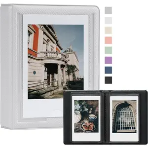 Instax Mini Photo Album Plastic Customizable Cover, 28 Pockets  Photo Album for 2x3 Pictures,  Album Book for  Instax Mini  Camera (Grey)