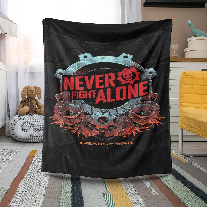 Gears of War themed flannel blanket with printed pattern - perfect for all seasons, perfect for sofas, beds, travel and camping - perfect gift