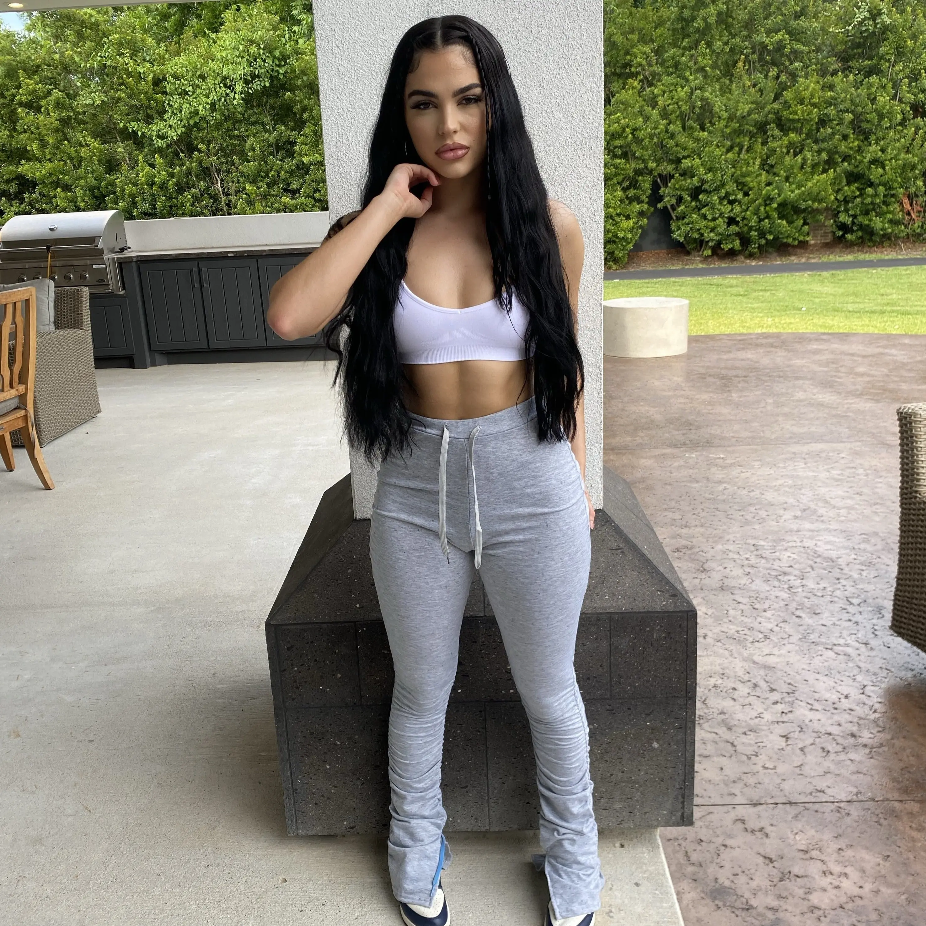 Macy Stacked Pants (Grey)