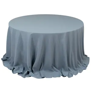 Premium Polyester 132" Round Tablecloth Dusty Blue - Seamless 220GSM Wrinkle-Resistant Table Cover