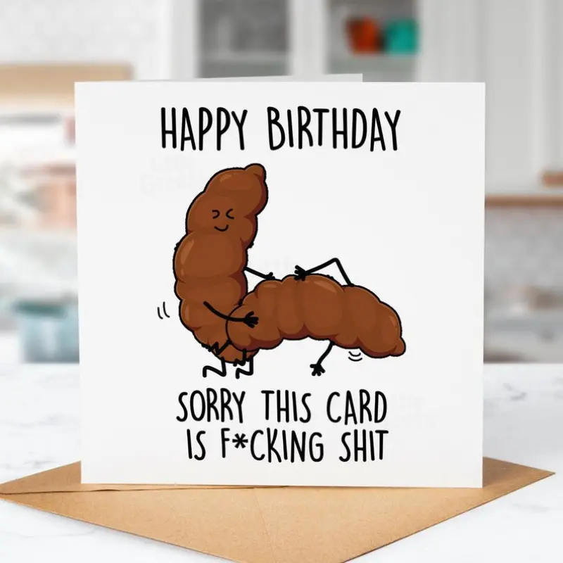 1pc Funny Birthday Card, F*ckin Sh*t, Personalised Rude Birthday Card, Greeting Card, For Friend, Mum, Sister, Boyfriend, Brother, Dad