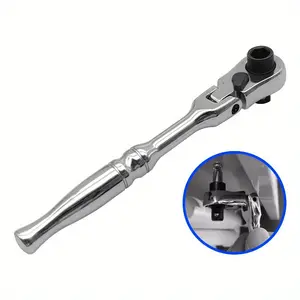 Ratchet Handle Socket Wrench 1/ 4 Inch Drive 72 Teeth Flexible Head Short Flat Head/ Round Industrial Grade Ratchet Box End Open End Wrench Tool Smooth Use