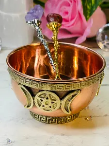 Copper Offering Bowl with design for rituals or display Decorative Decor Gift Religious