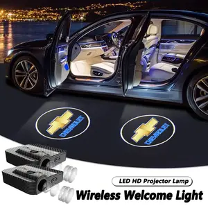 2Pcs led Car Door Welcome Lights Projector Lamps Accessories For Chevrolet Trax Camaro Aveo Cruze Sonic Silverado Captiva Equinox