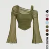 Women's Drop Shoulder Slim Fit Casual Long Sleeve Knit T-Shirt Knitwear, Fashionable Comfortable Fall Knitwear Top, Stylish Ladies' Everyday Clothing for Daily Wear #GLOBAL PICKS