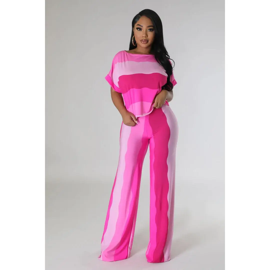 The Pink Lady Set - Pink Solid Color, Lightweight Design, Soft Fabric, Suitable for Women's Womenswear, Versatile Overalls & Suits