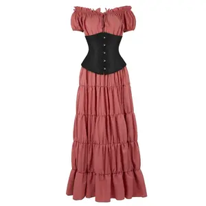 PRALSDY Vintage Renaissance-style dress with corset and tiered skirt,perfect for cosplay historical reenactments balls or special occasions Embrace timeless elegance 6531+7055-ZC1