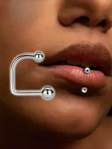 3pcs U-shaped lip stud with a classic and trendy design, suitable for daily wear, hip-hop style, low-allergy round bead Women's lip piercing.Kpop style jewelry.