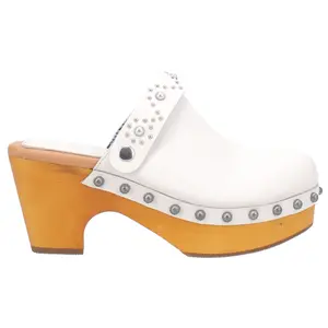 Dan Post Womens Deadwood Studded Platform Clogs Casual - White