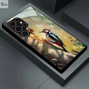 2025 new mobile phone case Woodpecker and trunk design mobile phone case, suitable for S25 Ultra, S25 Plus, S25, S24, S24 Plus, S24 Ultra, S24 FE, S23, S23 Ultra, S23 Plus, S23 FE, S22 Ultra, S21 Pro +, Note 10, - anti-fouling, fashion trend glass case
