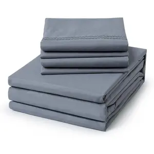Queen Size Sheet Set - 6 Piece Soft Breathable Luxury Bed Sheet Set - Shrinkage & Fade Resistant Embroidered Bedding Sheet with Deep Pocket, 2 Extra Pillowcases (Queen, Quarry)