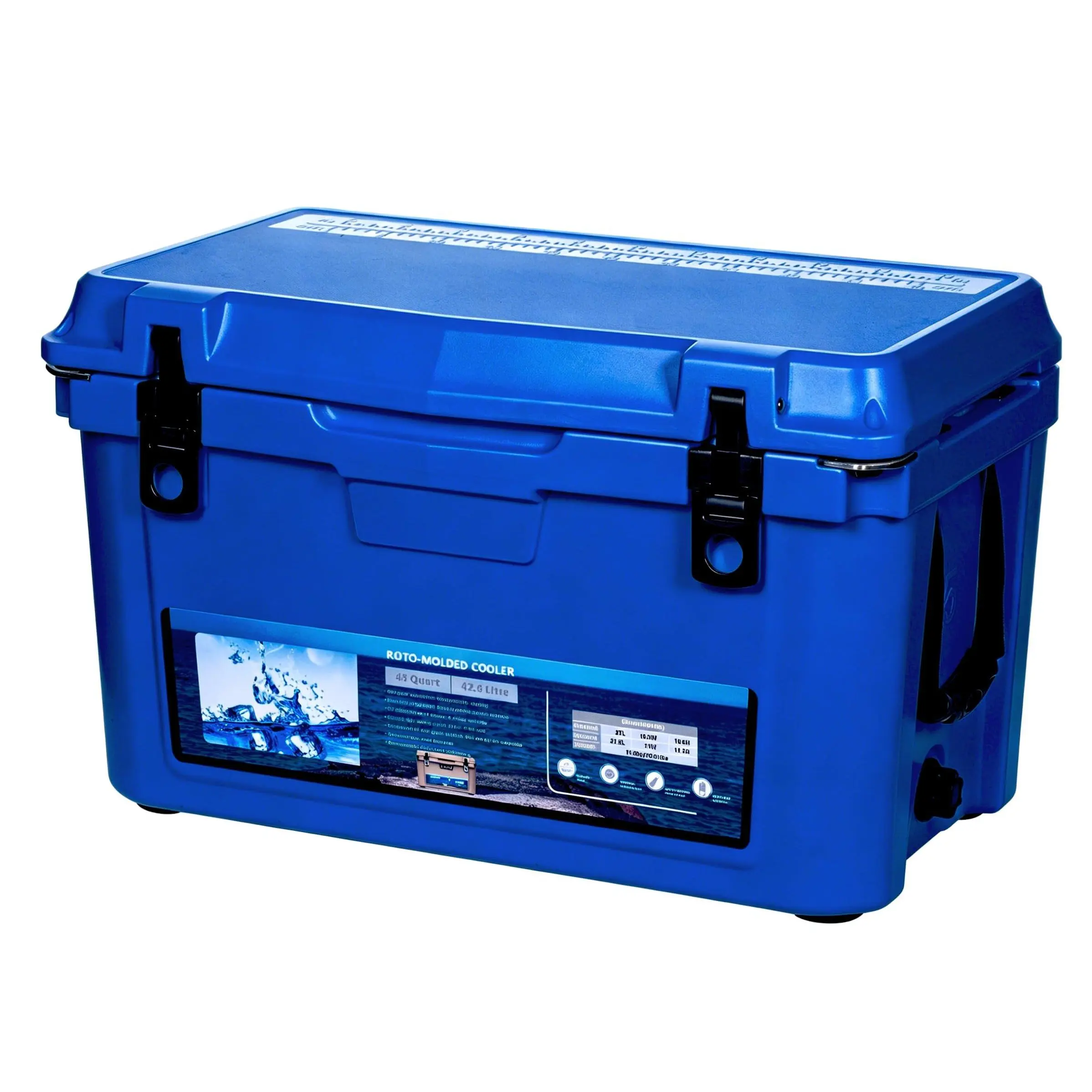 Garvee 45qt Large Insulated Camping Cooler - Extra-Thick Insulation Keeps Ice Up to 7 Days - Portable Ice Chest with Strap & Handle for Food, Drinks, Picnics - Blue 280C