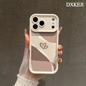 Luxury Minimalist Heart Pattern Phone Case, Soft Silicone, Fully Protected and Shockproof For iPhone 17 16 15 Pro Max 14 13 12 11 Plus Air Cover