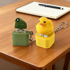 Frog Croaking Fidget Keychain with LED Light – Rechargeable Clicky Sound Toy & Funny Duck Quack