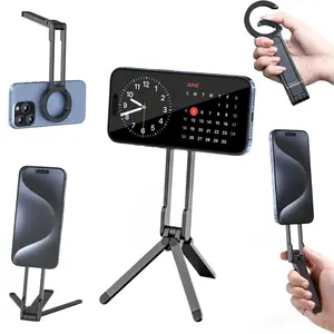 Magnetic Phone Tripod Stand for iPhone - Aluminium Maglock Smartphone Mini Tripod Pocket Cell Phone Stand Strong Magnet Quick Mount Compatible with iPhone 17/16/15/14/13/12 Series
