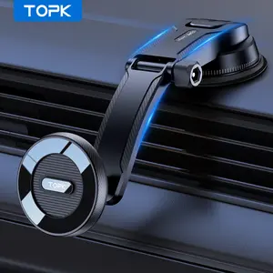 TOPK D50C Magnetic Car Phone Mount for MagSafe, Upgraded 360° Adjustable Car Phone Holder, Single-Hand Operation, Compatible with iPhone 15 14 13 12 Pro Max Plus