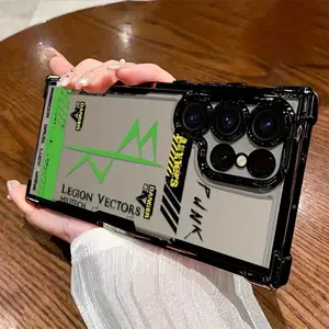 Cyberpunk Style Frame Pattern Phone Case for Samsung Galaxy S25 S24 S23 S22 S21 FE Ultra Plus 4G 5G, Shockproof Transparent Soft Back Cover Smartphone Cellphone Casing Protection