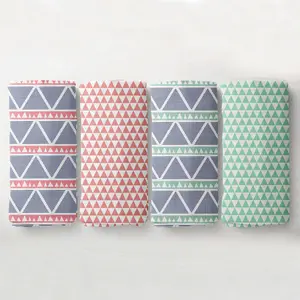 Bacati 4 Pack Muslin Swaddling Blankets Emma Aztec Triangles - Coral/Mint/Navy