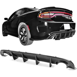, Rear Bumper Lip Diffuser Compatible with 2015-2023 Dodge Charger SRT, Ikon Style Valance Body Kit, Carbon Fiber Print, 2016 2017 2018 2019