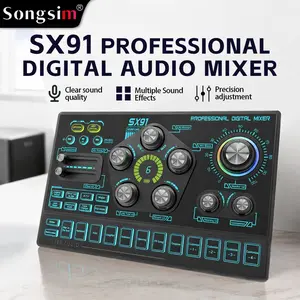 Songsim-SX91 Professional Live Streaming Sound Card (English Version) /Bluetooth Connectivity/USB Charging/Amusing Language/OTG Transfer/RGB Lighting/Suitable for TikTok Live/audio recording/podcast production/compatible with mobile phones, computers