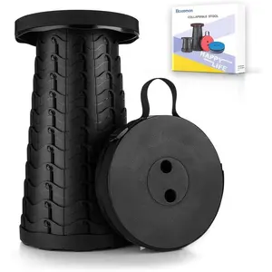 Upgraded Folding Stool Lightweight Yet More Sturdy with Load Capacity 400lbs Portable Collapsible Stool for Camping Fishing Hiking BBQ (Black)