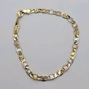 Elegant  Bracelet one size 3 color 8.5 Inches Stylish 5 Millimeters Bracelet adult size laminated gold Finish