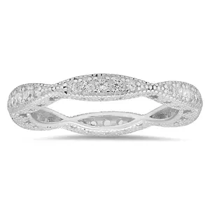 Diamonique Vintage Swirl Eternity Band Ring, Sterling Silver