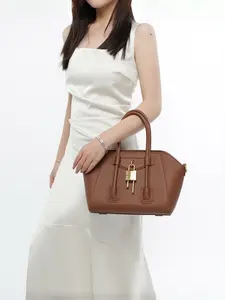 Fashion Unique Design Handbag, Commuter Women's New Metal Lock Single Shoulder Chic Crossbody Bag, Simple Versatile Shell Bag