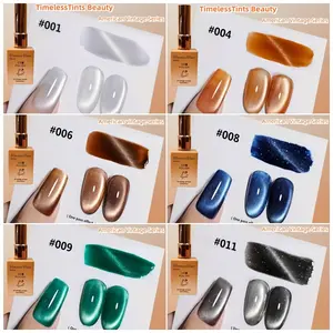 Super cool cold color combination Cat Eye gel nail polish set with uv light 6-pack(0.5oz*6pcs).Classical blue, green, black, white and yellow, clear color, ,nail polish gel does not turn black.classic American color,Easy to operate, great gift. party