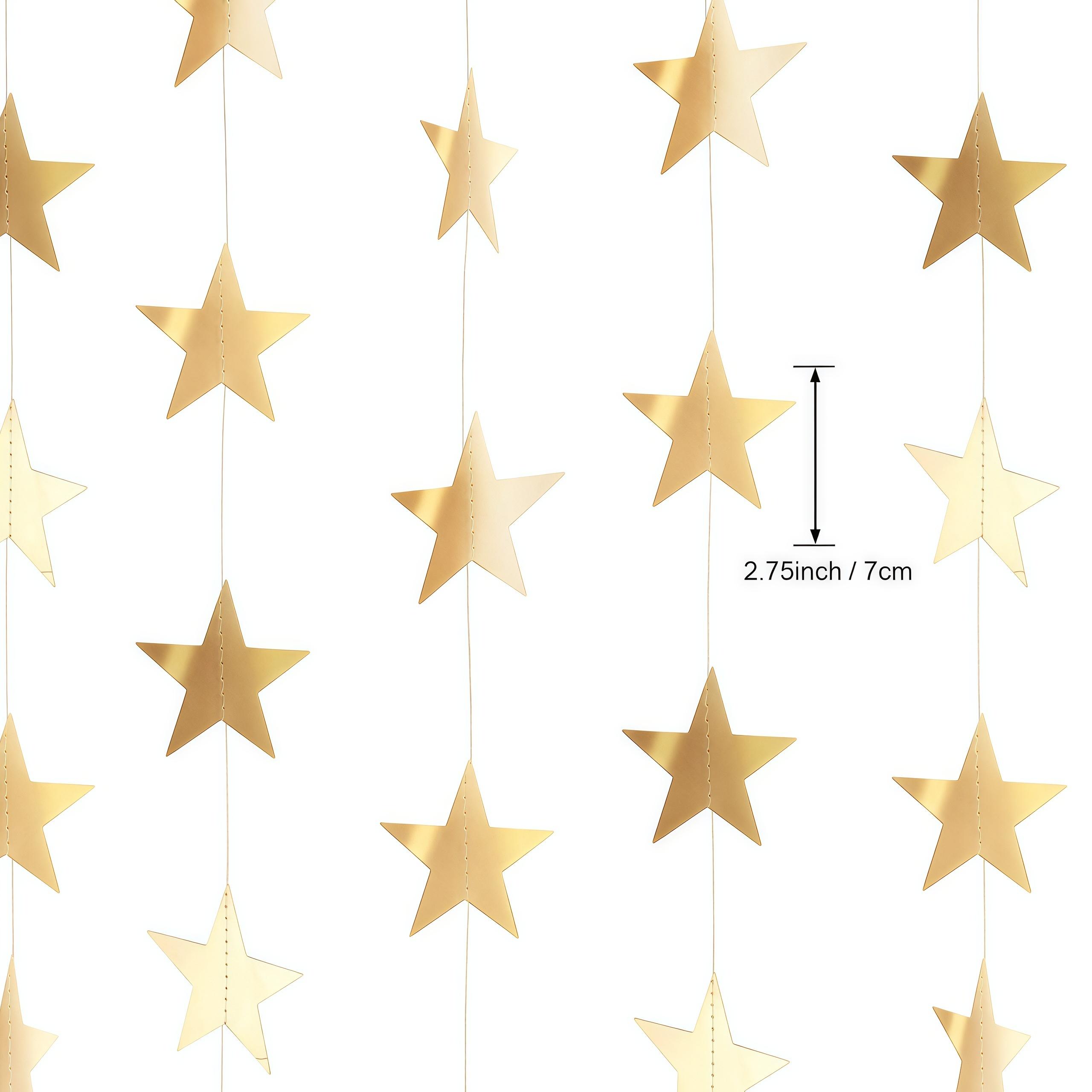Champagne Gold 2-Sided Paper Glitter Star Garland Banner, 130-ft 2.75-in Lightweight Mountable Wall Hanging Twinkle Backdrop, Festive Home & Wedding Supplies Ornament with Pouch for Birthday Decor
