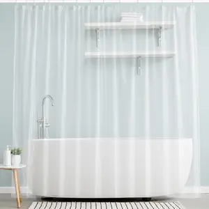 Clear PEVA Shower Curtain Liner 72x72 Waterproof with Rustproof Grommets & Magnetic Weights for Daily Use