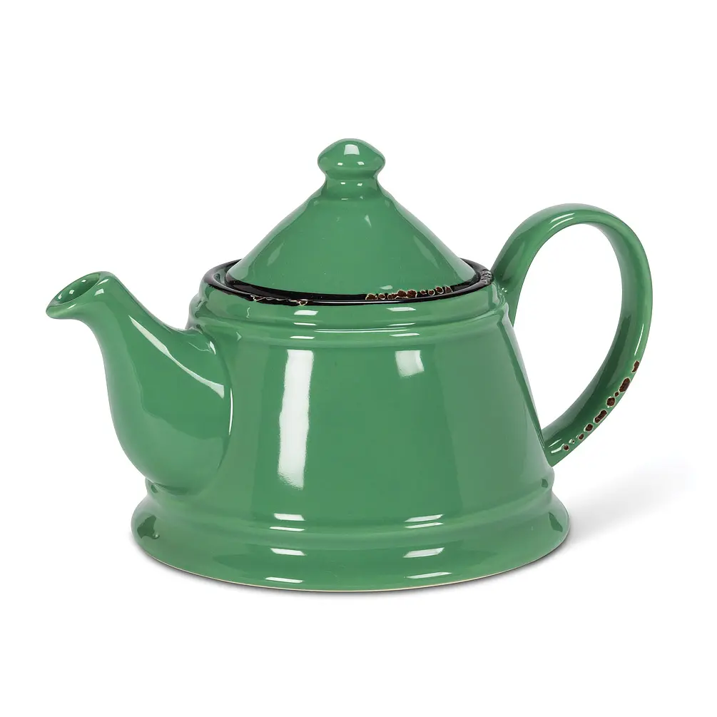 Enamel Look Teapot, Forest Green