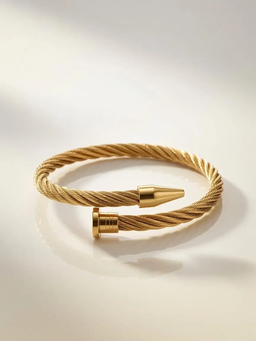 Cable Cuff and Nail Bangle, Fashion Costume Jewelry Bracelet Accessory