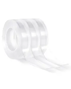 【fathersdaygift】VEVOR Double Sided Tape Heavy Duty, 16 ft Nano Mounting Tape(3 Pack), Strong Adhesive & Reusable, Clear Two Sided Wall Tape, Removable Poster Picture Hanging Strips for Home Office Car Outdoor Use