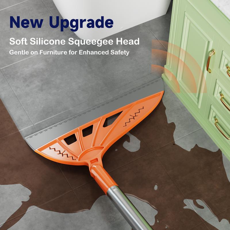 Magic Air Silicone Broom Sweeper Orange Household Squeegee for Floor Cleaning Bathroom Pet Hair Broom Brush Set with Handle Multifunctional Cleaning Tool