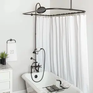 Mason Hill Oil Rubbed Bronze 57 Inch Clawfoot Tub Deck Mount Shower Enclosure with Faucet and Rain Shower Head