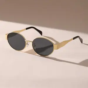 Retro Oval Sunglasses for Womens Men Trendy Metal Frame Sun Glasses Classic Shades