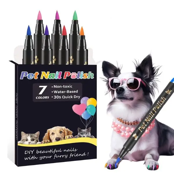 Dog Nail Polish Pens – Quick Dry Non-Toxic Water-Based Pet Nail Polish Set for Dogs & Cats, Odorless DIY Nail Art for Light & Dark Nails, Pet Grooming Accessories Gift Set