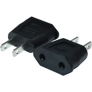 Socket Plug Adapter Europe EU Euro to US Travel Charger AC Power Converter 2PCS(Black)