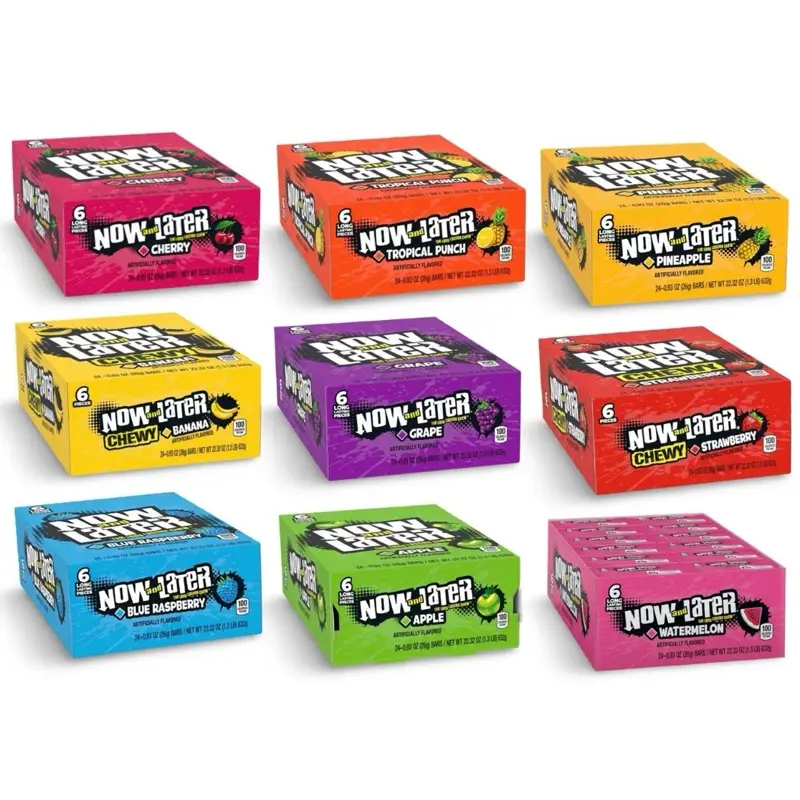 Now and Later Long Lasting Chewy Taffy Fruit Candy All Flavors Available