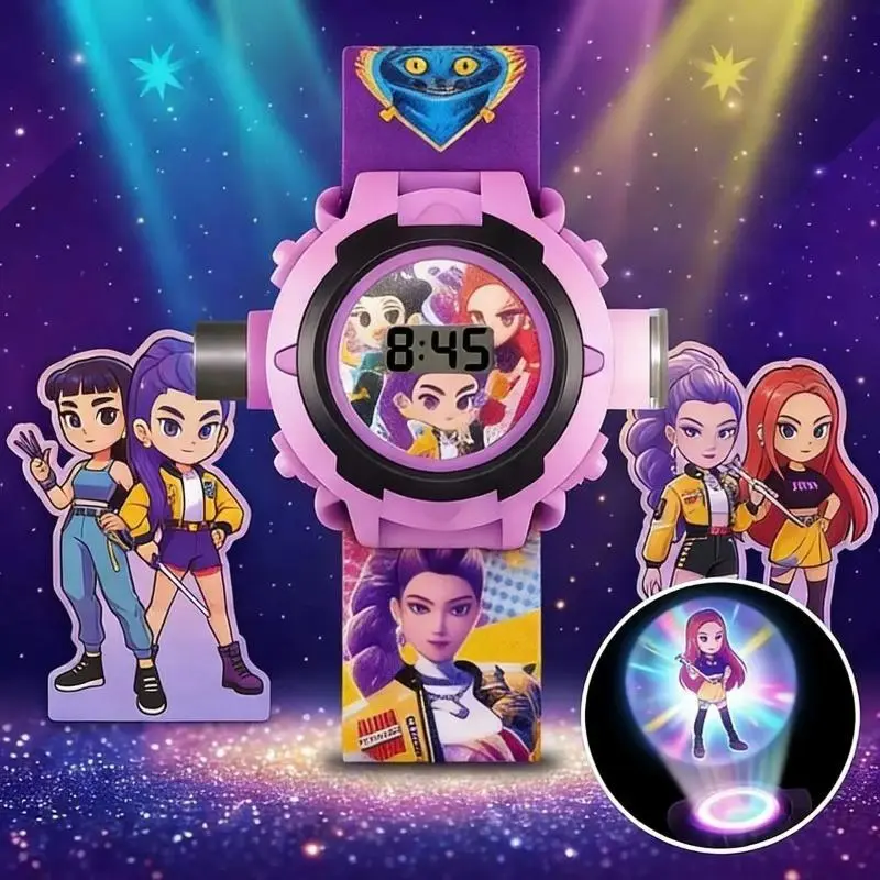 24 Images Projection Watch ,Mini Projector With 24 Monster Anime WitchGirl Group Idol Patterns,Photo Projection, Image Electronic Glowing Toy, Perfect Gift for Girls' Parties & Holidays